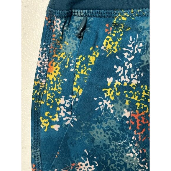 Lands' End Everyday Active Leggings Baltic Teal Color Splotches Zip Pockets Sz L - Picture 4 of 9